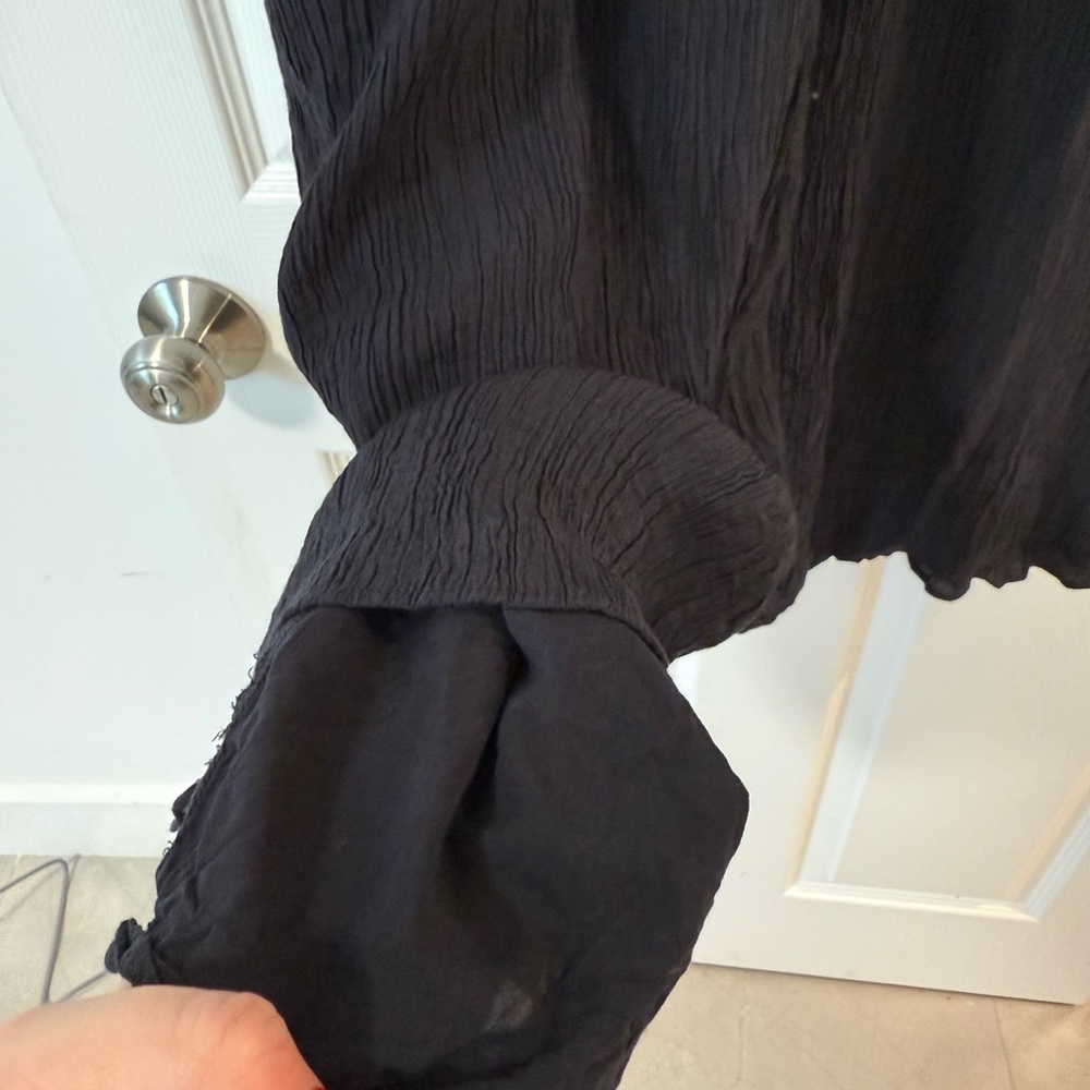 Abercrombie & Fitch Black Crinkle Pull on Baggy Pants - Picture 4 of 5